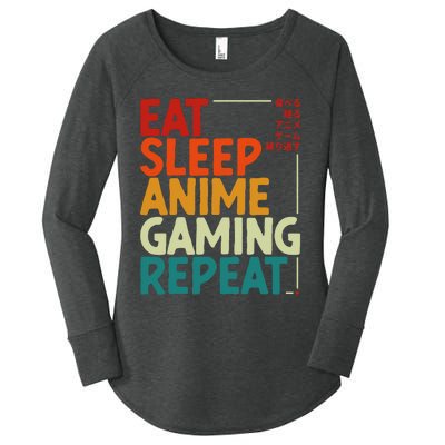 Eat Sleep Anime Gaming Repeat Otaku Gamer Japanese Anime Women's Perfect Tri Tunic Long Sleeve Shirt