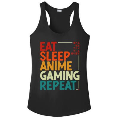 Eat Sleep Anime Gaming Repeat Otaku Gamer Japanese Anime Ladies PosiCharge Competitor Racerback Tank