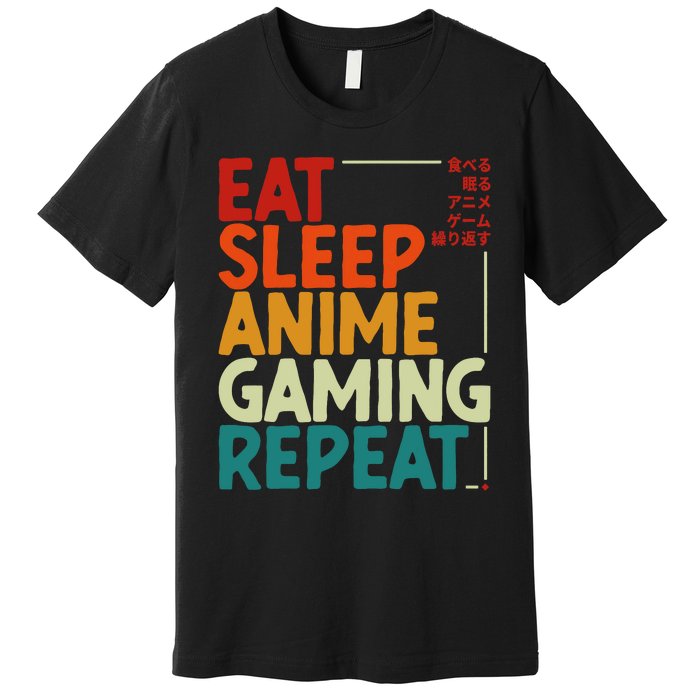 Eat Sleep Anime Gaming Repeat Otaku Gamer Japanese Anime Premium T-Shirt