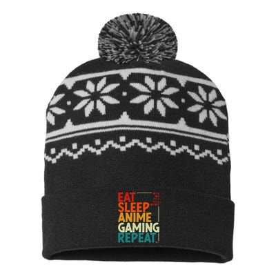 Eat Sleep Anime Gaming Repeat Otaku Gamer Japanese Anime USA-Made Snowflake Beanie