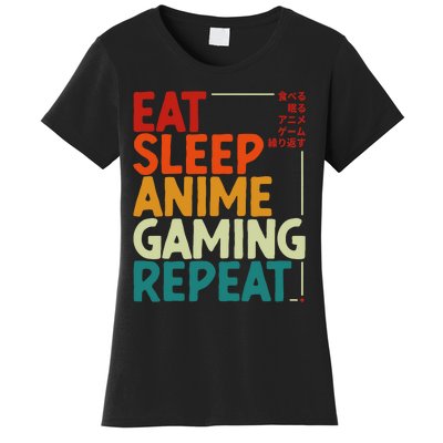 Eat Sleep Anime Gaming Repeat Otaku Gamer Japanese Anime Women's T-Shirt