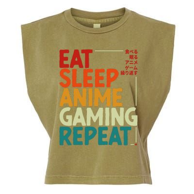 Eat Sleep Anime Gaming Repeat Otaku Gamer Japanese Anime Garment-Dyed Women's Muscle Tee