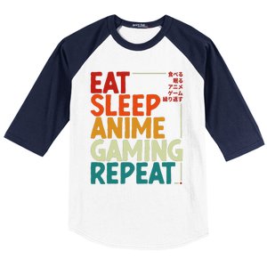 Eat Sleep Anime Gaming Repeat Otaku Gamer Japanese Anime Baseball Sleeve Shirt