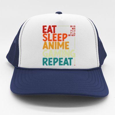 Eat Sleep Anime Gaming Repeat Otaku Gamer Japanese Anime Trucker Hat