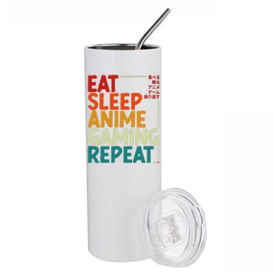 Eat Sleep Anime Gaming Repeat Otaku Gamer Japanese Anime Stainless Steel Tumbler