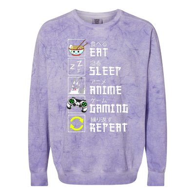 Eat Sleep Anime Gaming Repeat Kawaii Otaku Anime Manga Colorblast Crewneck Sweatshirt