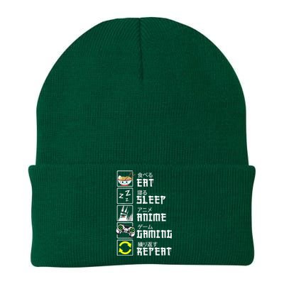 Eat Sleep Anime Gaming Repeat Kawaii Otaku Anime Manga Knit Cap Winter Beanie