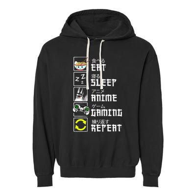 Eat Sleep Anime Gaming Repeat Kawaii Otaku Anime Manga Garment-Dyed Fleece Hoodie