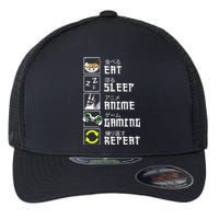 Eat Sleep Anime Gaming Repeat Kawaii Otaku Anime Manga Flexfit Unipanel Trucker Cap