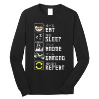 Eat Sleep Anime Gaming Repeat Kawaii Otaku Anime Manga Long Sleeve Shirt