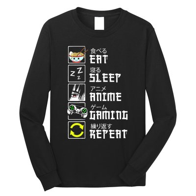 Eat Sleep Anime Gaming Repeat Kawaii Otaku Anime Manga Long Sleeve Shirt