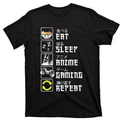 Eat Sleep Anime Gaming Repeat Kawaii Otaku Anime Manga T-Shirt