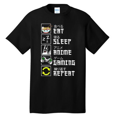 Eat Sleep Anime Gaming Repeat Kawaii Otaku Anime Manga Tall T-Shirt