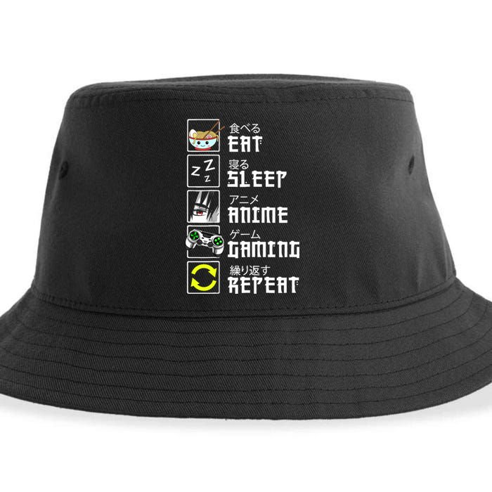 Eat Sleep Anime Gaming Repeat Kawaii Otaku Anime Manga Sustainable Bucket Hat