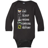 Eat Sleep Anime Gaming Repeat Kawaii Otaku Anime Manga Baby Long Sleeve Bodysuit