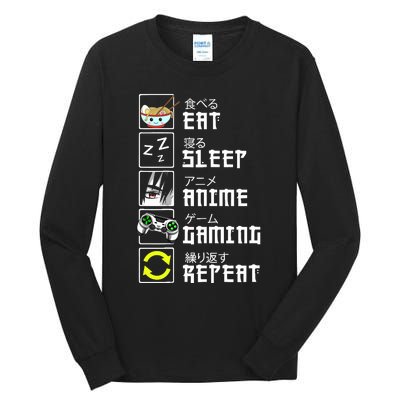 Eat Sleep Anime Gaming Repeat Kawaii Otaku Anime Manga Tall Long Sleeve T-Shirt