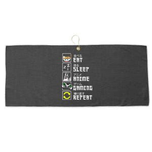 Eat Sleep Anime Gaming Repeat Kawaii Otaku Anime Manga Large Microfiber Waffle Golf Towel