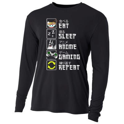 Eat Sleep Anime Gaming Repeat Kawaii Otaku Anime Manga Cooling Performance Long Sleeve Crew