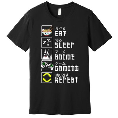 Eat Sleep Anime Gaming Repeat Kawaii Otaku Anime Manga Premium T-Shirt