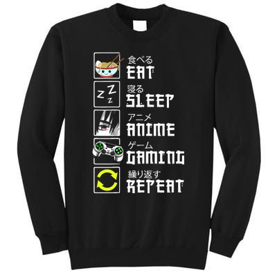 Eat Sleep Anime Gaming Repeat Kawaii Otaku Anime Manga Tall Sweatshirt