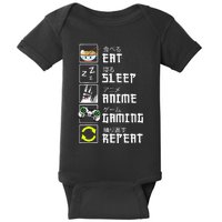 Eat Sleep Anime Gaming Repeat Kawaii Otaku Anime Manga Baby Bodysuit