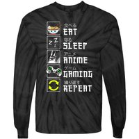 Eat Sleep Anime Gaming Repeat Kawaii Otaku Anime Manga Tie-Dye Long Sleeve Shirt