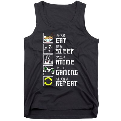 Eat Sleep Anime Gaming Repeat Kawaii Otaku Anime Manga Tank Top