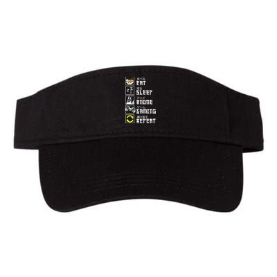 Eat Sleep Anime Gaming Repeat Kawaii Otaku Anime Manga Valucap Bio-Washed Visor