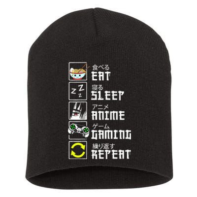 Eat Sleep Anime Gaming Repeat Kawaii Otaku Anime Manga Short Acrylic Beanie