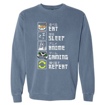 Eat Sleep Anime Gaming Repeat Kawaii Otaku Anime Manga Garment-Dyed Sweatshirt