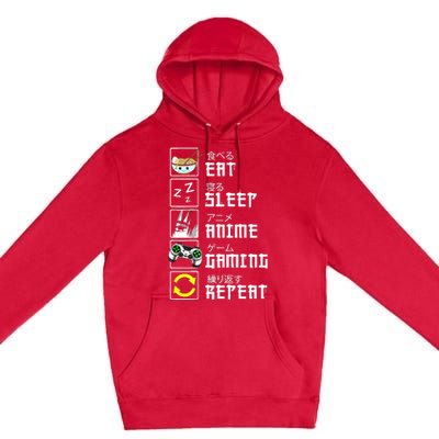 Eat Sleep Anime Gaming Repeat Kawaii Otaku Anime Manga Premium Pullover Hoodie