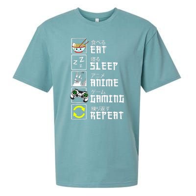 Eat Sleep Anime Gaming Repeat Kawaii Otaku Anime Manga Sueded Cloud Jersey T-Shirt