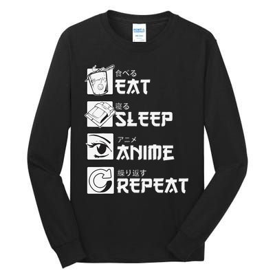 Eat Sleep Anime Repeat Mangas Tall Long Sleeve T-Shirt