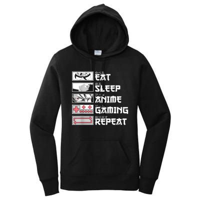 Eat Sleep Anime Gaming Repeat Otaku Manga Gamer Funny Anime Women's Pullover Hoodie