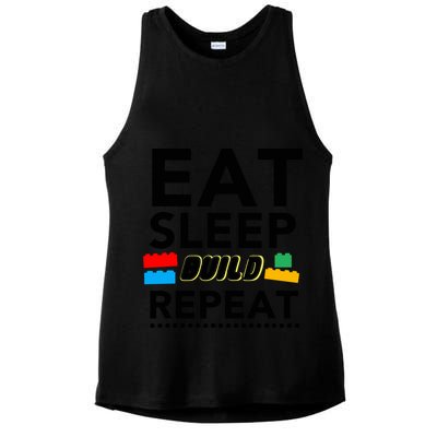 Eat Sleep Build Repeat Building Blocks Bricks Master Builder Ladies PosiCharge Tri-Blend Wicking Tank