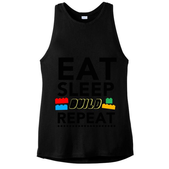 Eat Sleep Build Repeat Building Blocks Bricks Master Builder Ladies PosiCharge Tri-Blend Wicking Tank