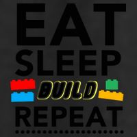 Eat Sleep Build Repeat Building Blocks Bricks Master Builder 7 Panel Mesh Trucker Snapback Hat