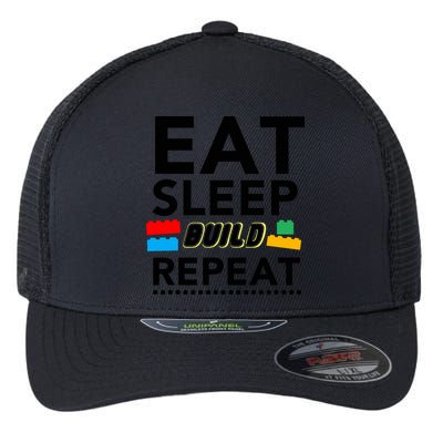 Eat Sleep Build Repeat Building Blocks Bricks Master Builder Flexfit Unipanel Trucker Cap