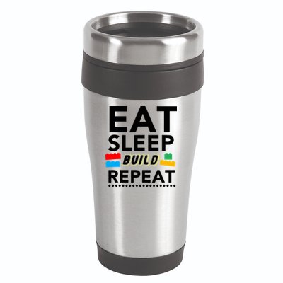 Eat Sleep Build Repeat Building Blocks Bricks Master Builder 16oz Travel Tumbler