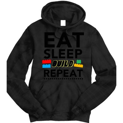 Eat Sleep Build Repeat Building Blocks Bricks Master Builder Tie Dye Hoodie