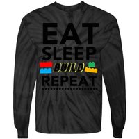 Eat Sleep Build Repeat Building Blocks Bricks Master Builder Tie-Dye Long Sleeve Shirt