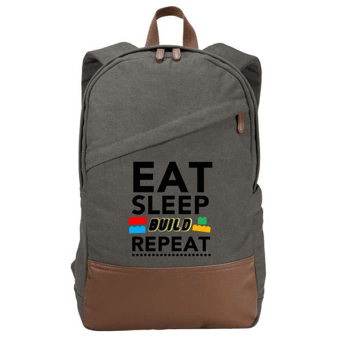 Eat Sleep Build Repeat Building Blocks Bricks Master Builder Cotton Canvas Backpack