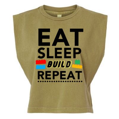 Eat Sleep Build Repeat Building Blocks Bricks Master Builder Garment-Dyed Women's Muscle Tee