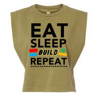 Eat Sleep Build Repeat Building Blocks Bricks Master Builder Garment-Dyed Women's Muscle Tee