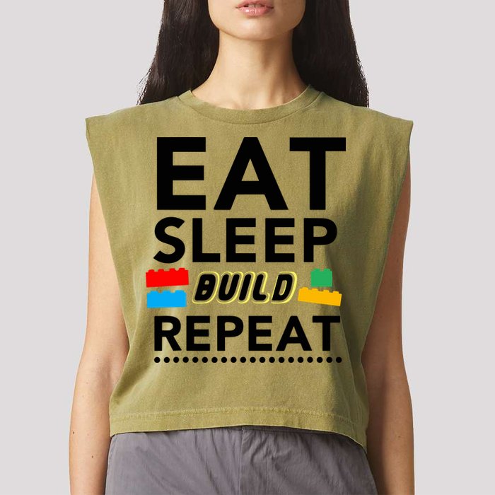Eat Sleep Build Repeat Building Blocks Bricks Master Builder Garment-Dyed Women's Muscle Tee
