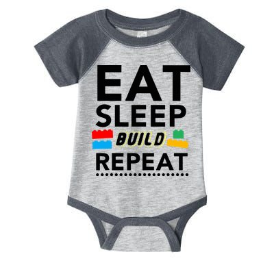Eat Sleep Build Repeat Building Blocks Bricks Master Builder Infant Baby Jersey Bodysuit