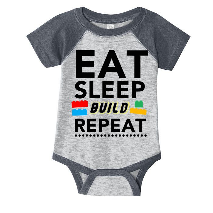 Eat Sleep Build Repeat Building Blocks Bricks Master Builder Infant Baby Jersey Bodysuit
