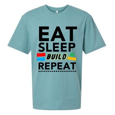 Eat Sleep Build Repeat Building Blocks Bricks Master Builder Sueded Cloud Jersey T-Shirt