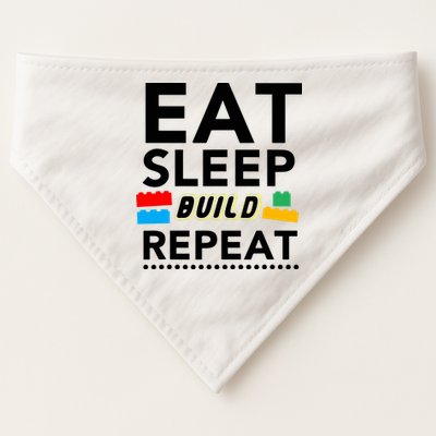 Eat Sleep Build Repeat Building Blocks Bricks Master Builder USA-Made Doggie Bandana