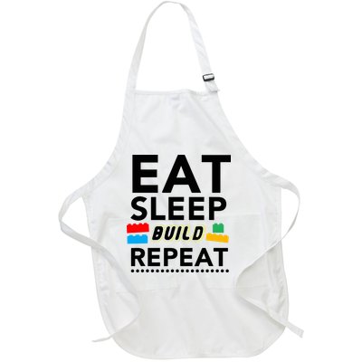 Eat Sleep Build Repeat Building Blocks Bricks Master Builder Full-Length Apron With Pockets
